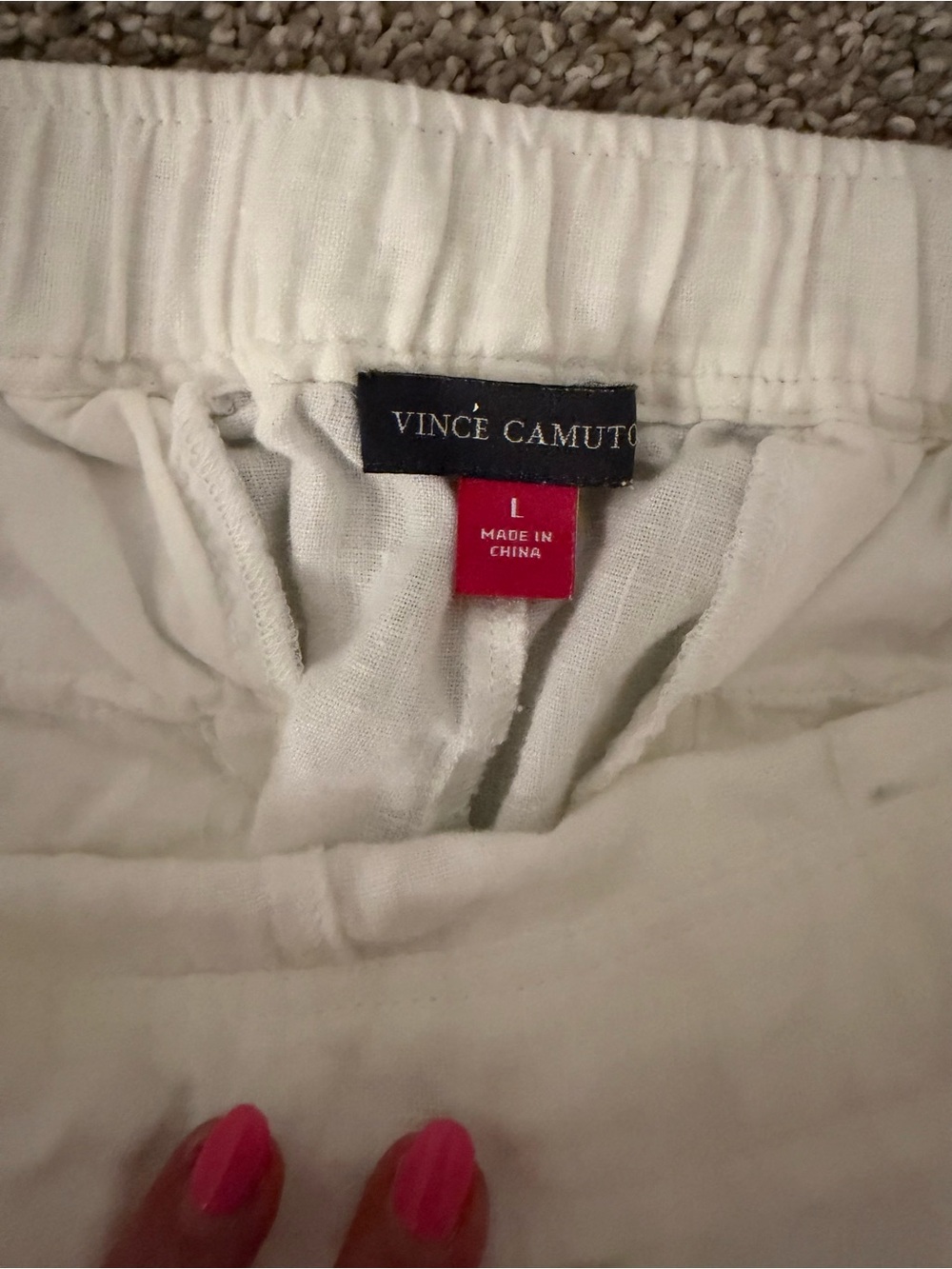 Vince Camuto White Elastic/Drawstring Waist Linen Pants Size Large GUC - Picture 12 of 13